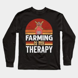 Farming is my therapy Long Sleeve T-Shirt